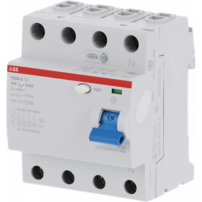 ABB Aardlekschakelaar / 4-polig, 30mA, 40A / F 204 A 40/0,03 / 2CSF204101R1400