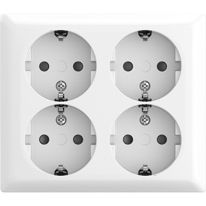 Busch-Jaeger | 4x wandcontactdoos met randaarde en kinderbeveiliging | Opbouw wit | 404 EAB-524 | 2TKA00005535