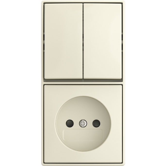 Busch-Jaeger | Combinatie wandcontactdoos zonder randaarde met kinderbeveiliging en serieschakelaar | Opbouw creme | 2601/5/20 APBJ-522 | 2TKA00005543