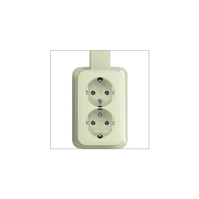 BUSCH-JAEGER 202 EAPJ | Wandcontactdoos 2-voudig met randaarde | Opbouw Crème | 2TKA00003937