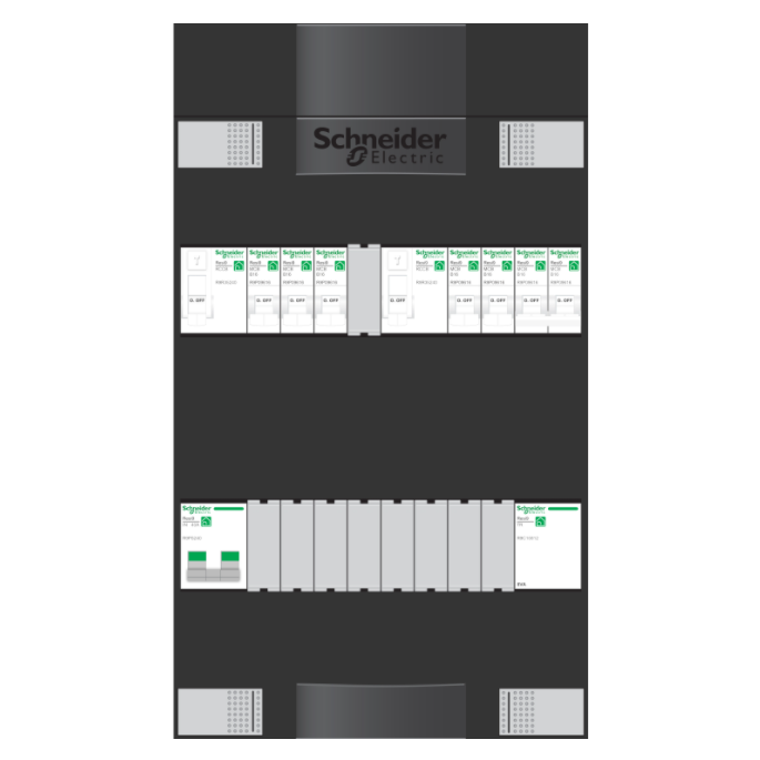 Schneider groepenkast 1 fase met 5 groepen + fornuisgroep en beltrafo ADVG23224FTH1