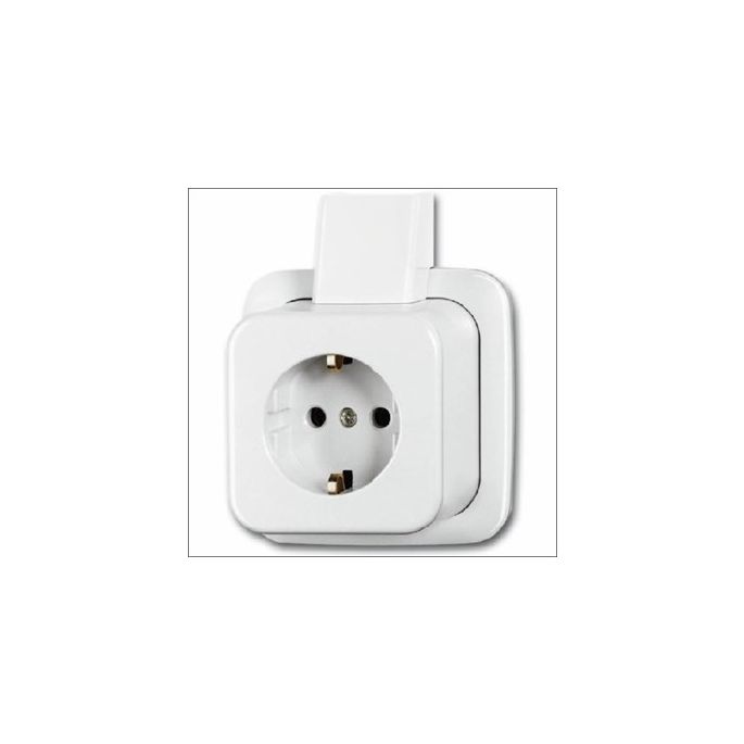 Busch-Jaeger | Wandcontactdoos met randaarde | Opbouw Wit | 2300 EAPJW