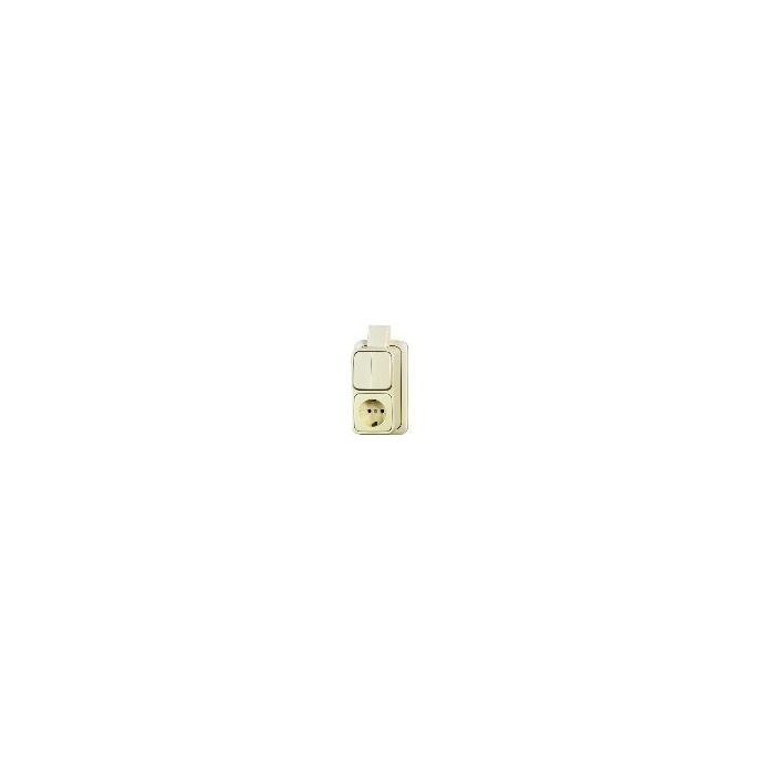 Busch-Jaeger | Combinatie serieschakelaar/wandcontactdoos met randaarde | Opbouw Crème | 2601/5/2300 EAPJ