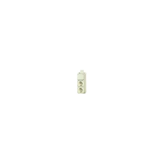 Busch-Jaeger | Combinatie wisselschakelaar / 2 x wandcontactdoos met randaarde | Opbouw Crème | 2601/6/2300/2 EAPJ