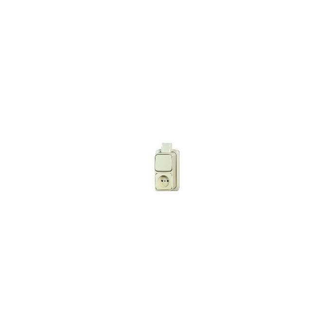 Busch-Jaeger | Combinatie wisselschakelaar/wandcontactdoos zonder randaarde | Opbouw Crème | 2601/6/2300 APJ