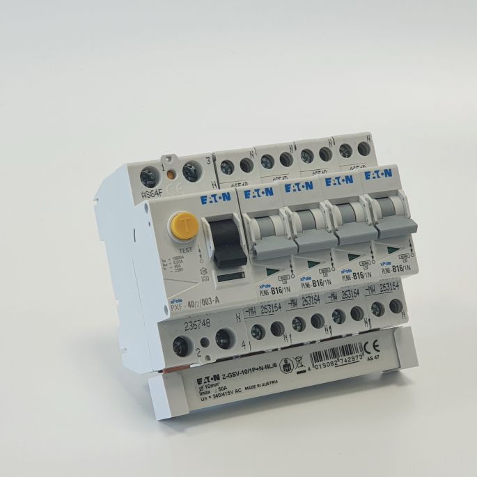 Eaton uitbreidingsset - aardlekschakelaar 2-polig + 4 automaten B16A 