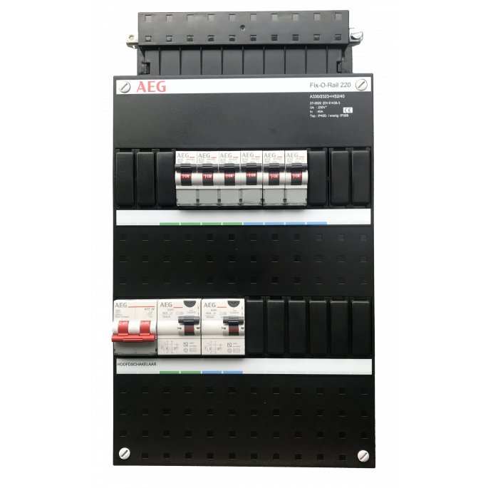 GE  AEG Groepenkast  6 Groepen 6 x Lichtgroepen  1 Fase  Fix-O-rail 330 x 220  A330-2323+HS2-40