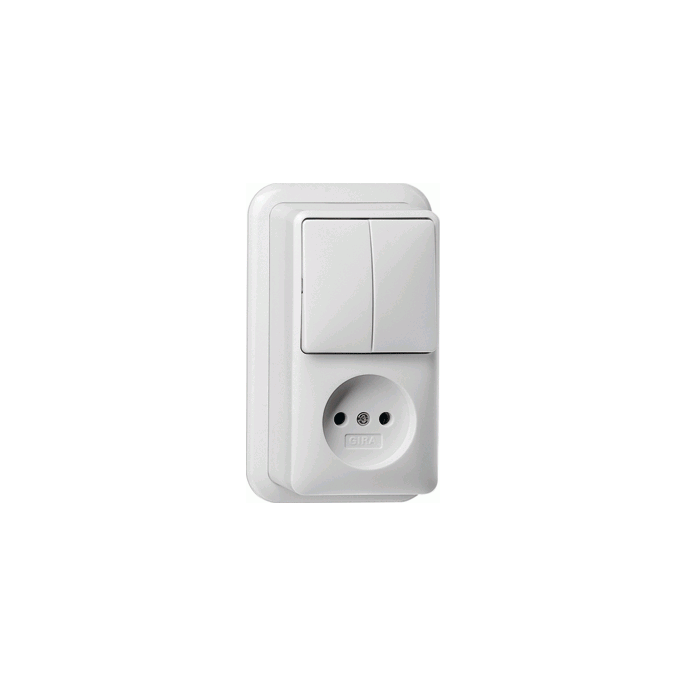 Gira | combinatie serieschakelaar/wandcontactdoos zonder randaarde | Opbouw Crème | 047510