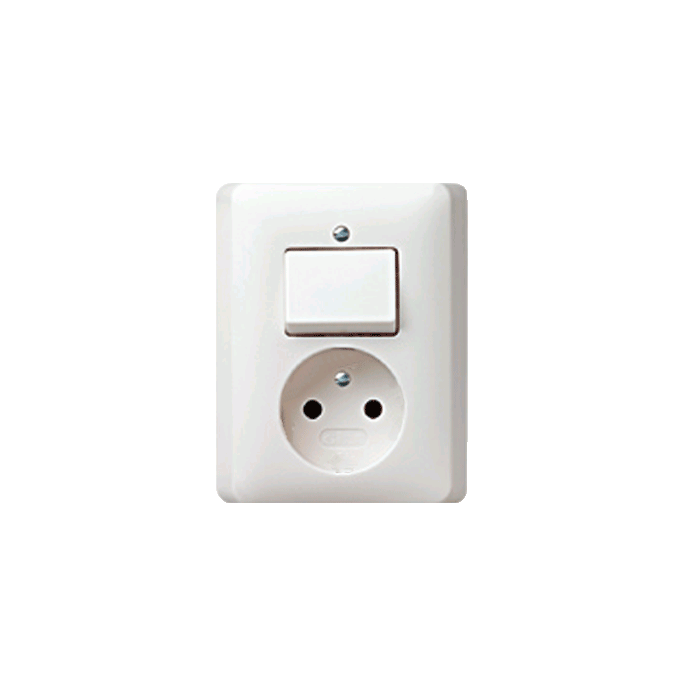 Gira | combinatie wisselschakelaar/wandcontactdoos zonder randaarde | standaard 55 ZWG | 047603