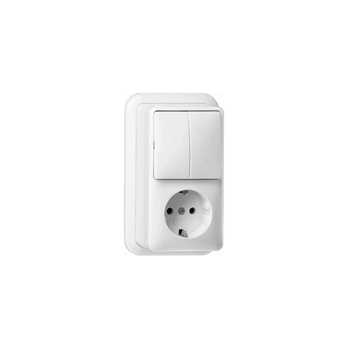 Gira | combinatie serieschakelaar/wandcontactdoos met randaarde | Opbouw Crème | 017510