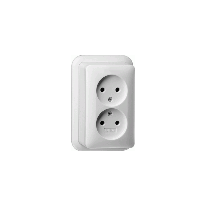 Gira | Wandcontactdoos 2-voudig zonder randaarde | Opbouw Wit | 079111