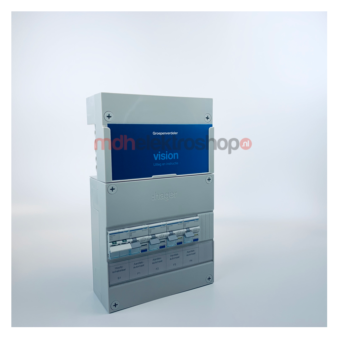Groepenkast Hager | 4 Groepen 4 x Aardlekautomaten | 1 Fase |