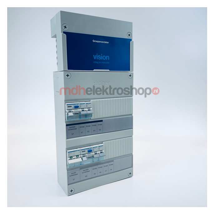 Groepenkast Hager Vision 4 Groepen 1 Fase 2ALS2P30 2L+2L HS
