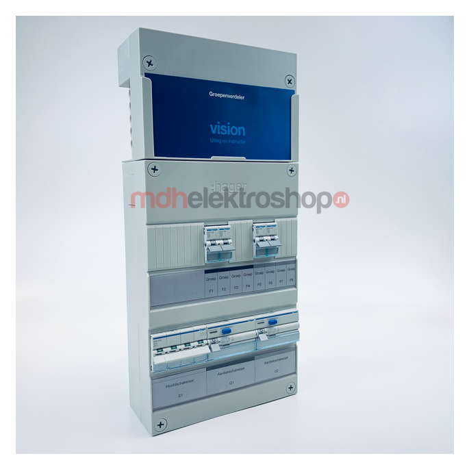 Groepenkast Hager Vision 4 Groepen 3 Fase 2ALS4P30 2L+2L HS