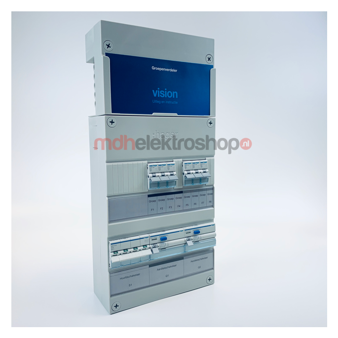 Groepenkast Hager Vision 6 groepen 3 fase 2ALS4P30 3L+3L HS