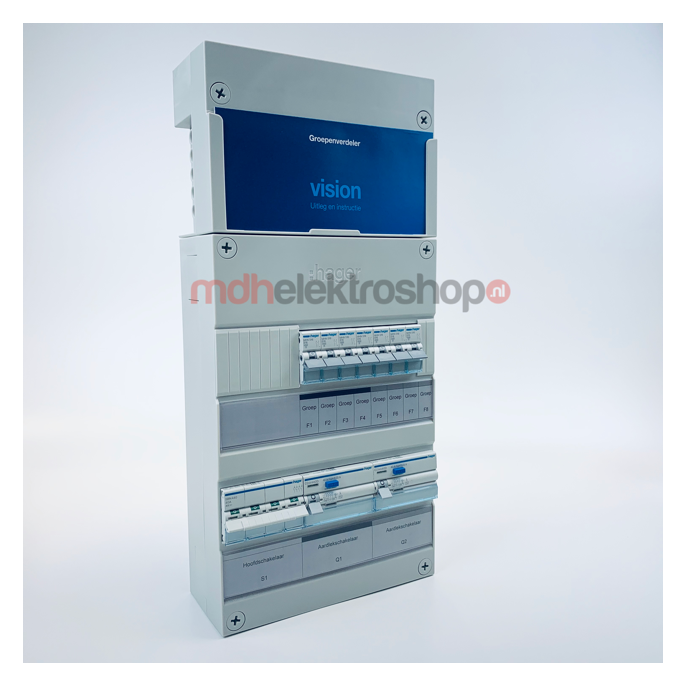 Groepenkast Hager Vision 7 Groepen 3 Fase 2ALS4P30 4L+3L HS