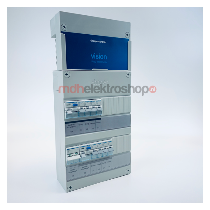 Groepenkast Hager Vision 8 groepen 1 fase 2ALS2P30 4L+4L HS