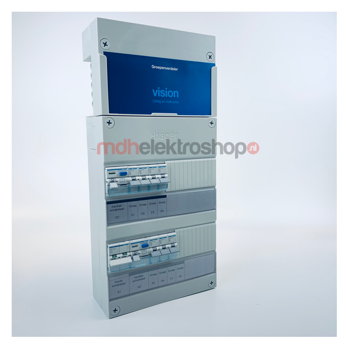 Groepenkast Hager Vision 7 Groepen 1 Fase 2ALS2P30 4L+3L HS