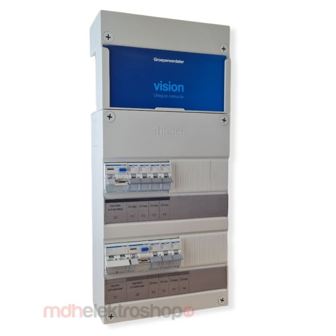 Groepenkast Hager Vision 7 Groepen 1 Fase 2ALS2P30 4L+3L HS
