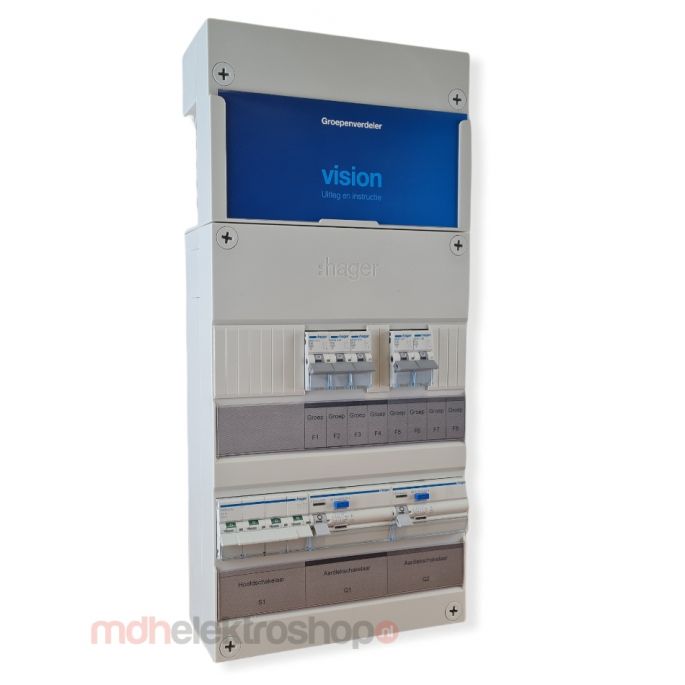Groepenkast Hager Vision 5 Groepen 3 Fase 2ALS4P30 3L+2L HS