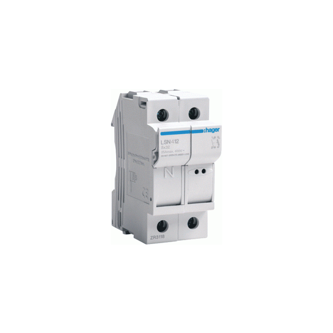 HAGER LSN412 ZEKERINGHOUDER L32 1-POLIG + N