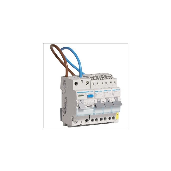 HAGER VKS03COMBI - Combinatie 1 aardlekschakelaar 2-polig 30 mA + 3 groepen - VKS03COMBI