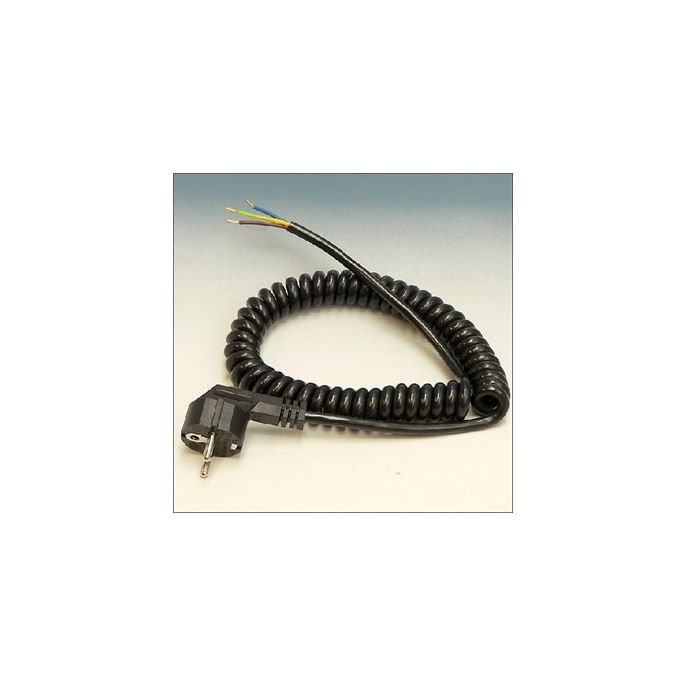 HAKA SPIRAALSNOER 3X1 AANSLUITSN 2M ZW PVC SPIRAAL