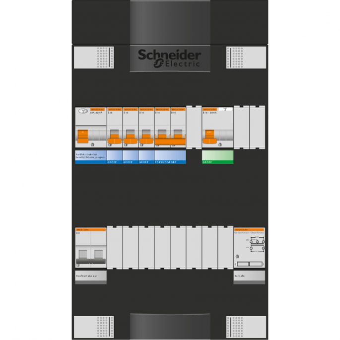 Groepenkast Schneider | 4 Groepen 4 x Lichtgroepen + Beltransformator | 1 Fase | ADVA11234TH1