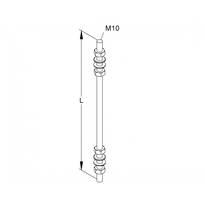 NIEDAX M 10/1500 DRAADSTANG 1500MM +MOEREN