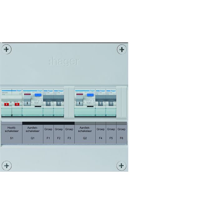 Groepenkast Hager | 4 Groepen 4 x Lichtgroepen | 1 Fase | VKZ22B