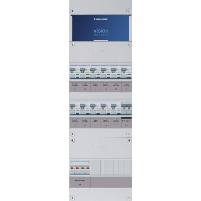 Groepenkast Hager | 12 Groepen 11 x Lichtgroepen 1 x Fornuisgroep | 3 Fase | VKG65R-F