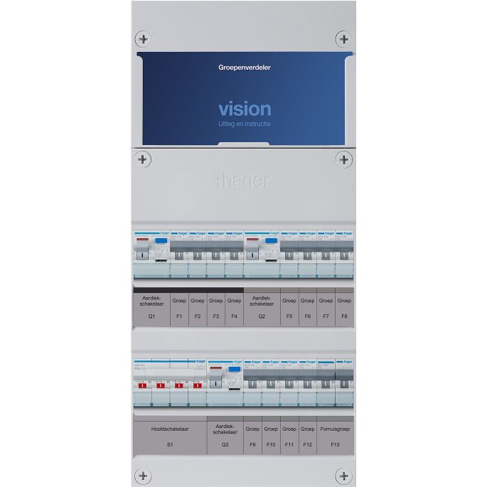 Groepenkast Hager | 13 Groepen 12 x Lichtgroepen 1 x Fornuisgroep | 3 Fase | VKG444L-F