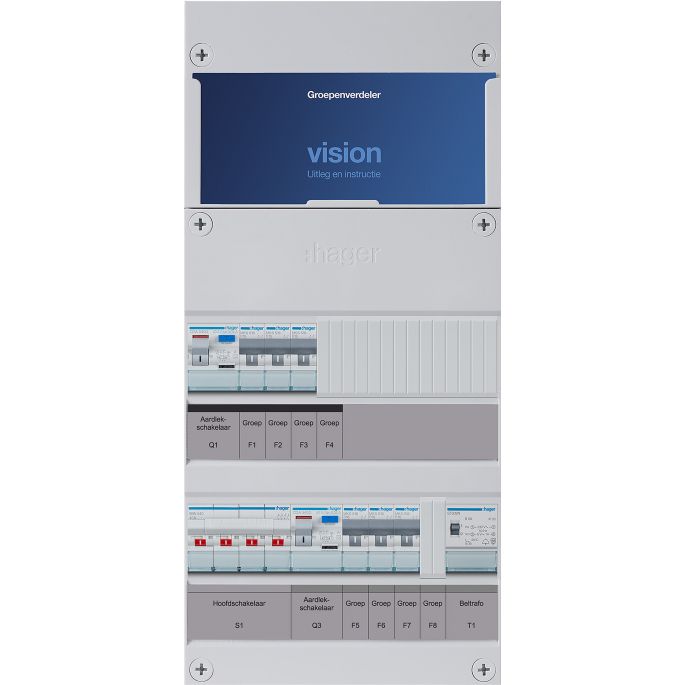 Groepenkast Hager | 6 Groepen 6 x Lichtgroepen 1 x Beltransformator | 3 Fase | VKG330L-T