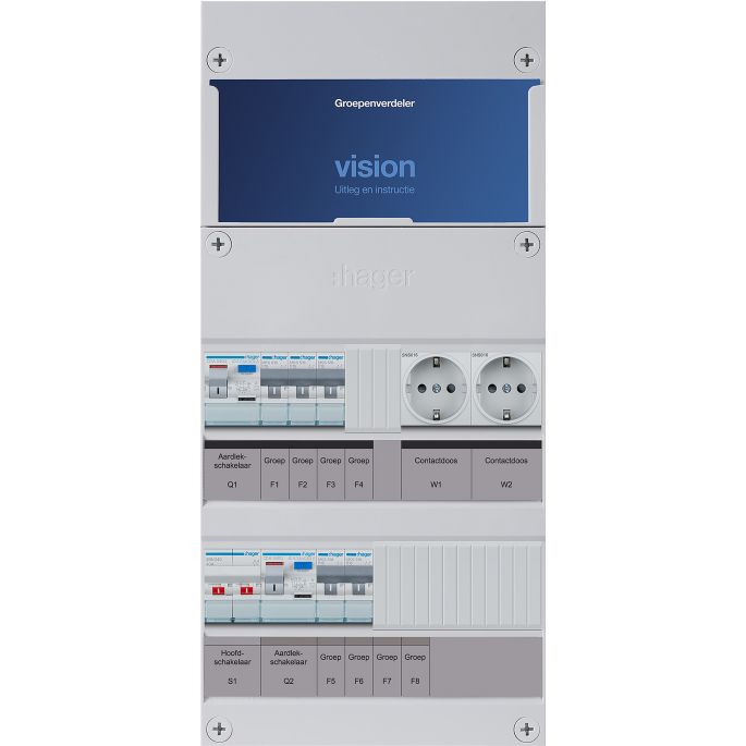 Groepenkast Hager | 5 Groepen 5 x Lichtgroepen 2 x Wandcontactdozen | 1 Fase | VKG32E-WW