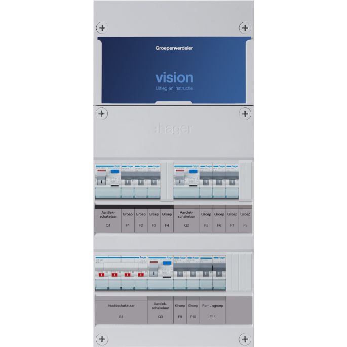 Groepenkast Hager | 9 Groepen 8 x Lichtgroepen 1 x Fornuisgroep | 3 Fase | VKG323L-F