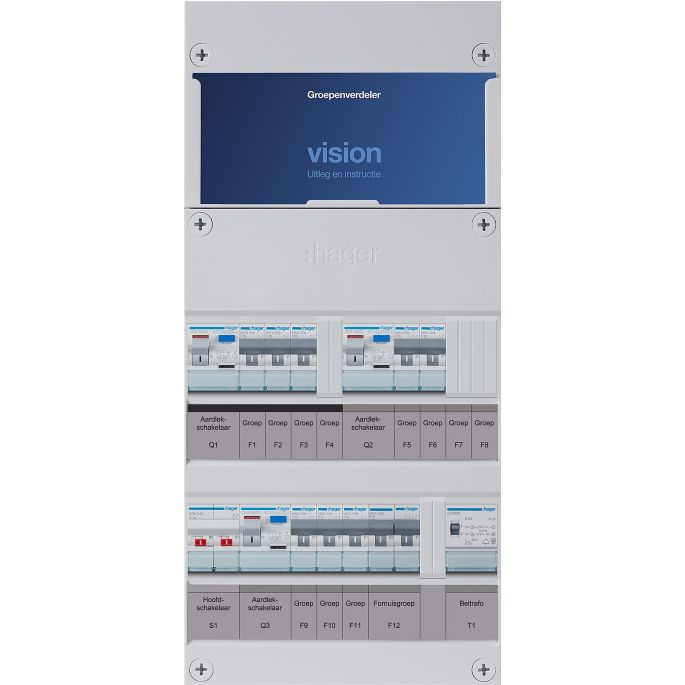 Groepenkast Hager | 9 Groepen 8 x Lichtgroepen 1 x Fornuisgroep 1 x Beltransformator | 1 Fase | VKG323E-FT