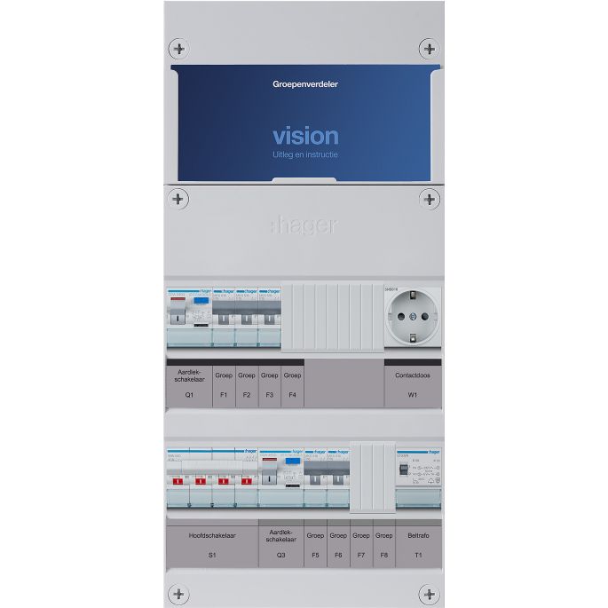 Groepenkast Hager | 5 Groepen 5 x Lichtgroepen 1 x Beltransformator 1 x Wandcontactdoos | 3 Fase | VKG320L-TW