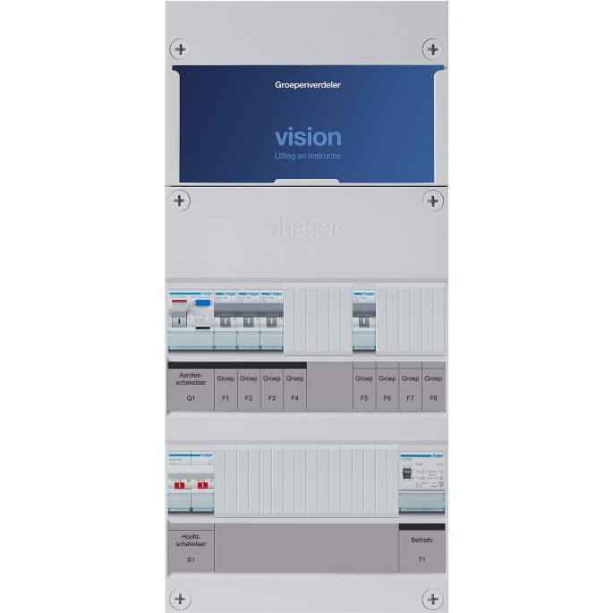 Groepenkast Hager | 4 Groepen 4 x Lichtgroepen 1 x Beltransformator | 1 Fase | VKG301D-T