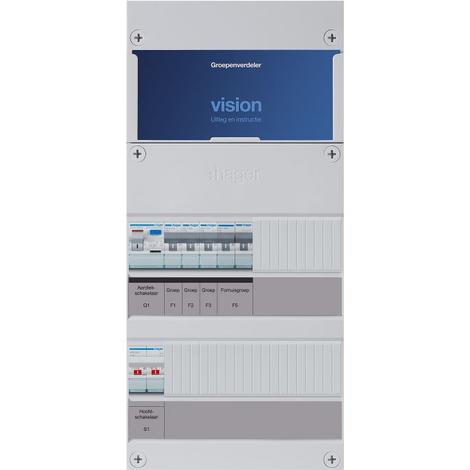 Groepenkast Hager | 4 Groepen 3 x Lichtgroepen 1 x Fornuisgroep | 1 Fase | VKG300D-F