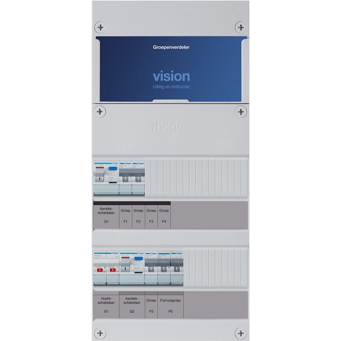 Groepenkast Hager | 4 Groepen 3 x Lichtgroepen 1 x Fornuisgroep | 1 Fase | VKG21E-F