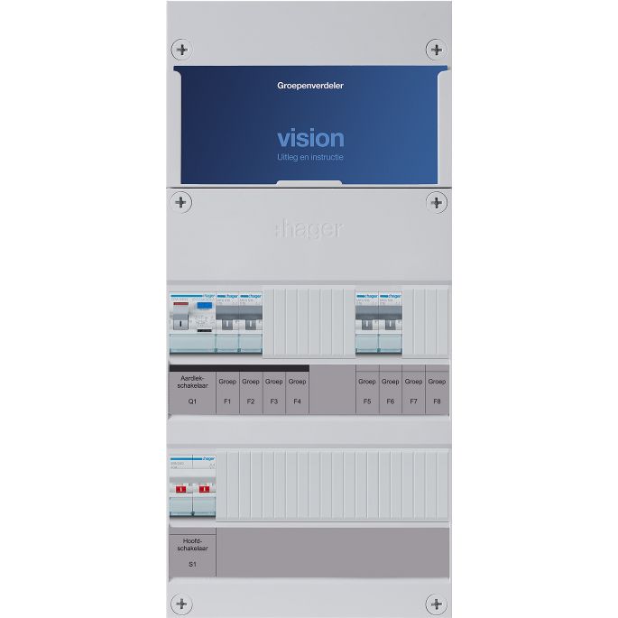 Groepenkast Hager | 4 Groepen 4 x Lichtgroepen | 1 Fase | VKG202D