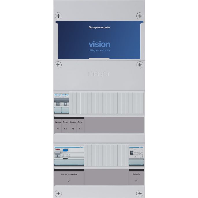 Groepenkast Hager | 2 Groepen 2 x Lichtgroepen 1 x Beltransformator | 3 Fase | VKG200U-T