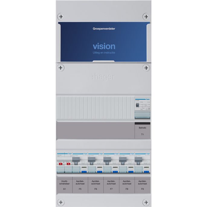 Groepenkast Hager | 5 Groepen 5 x Lichtgroepen 1 x Beltransformator | 1 Fase | VKG050D-T