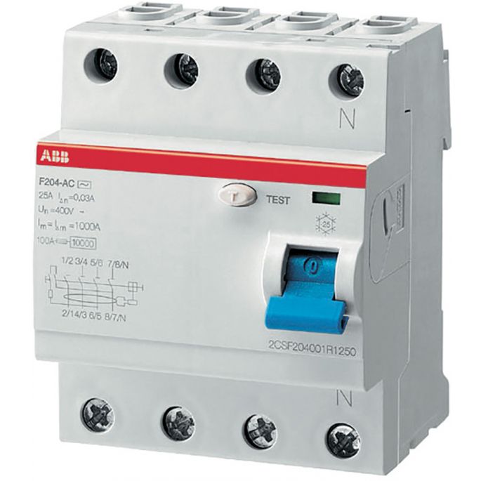 ABB aardlekschakelaar / 4-polig, 100mA, 63A / F204 A-63/0.1 / 2CSF204101R2630