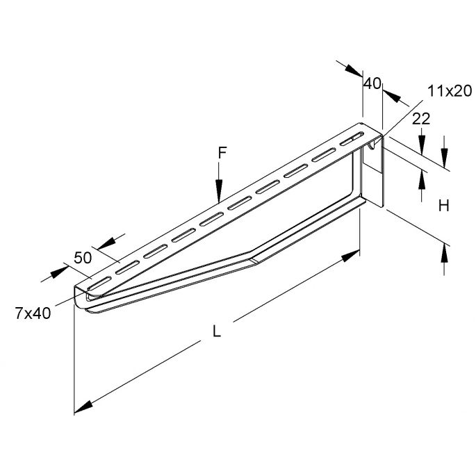 NIEDAX KTAM 600 | Wandconsole voor kabelgoot 60x600mm | 150676