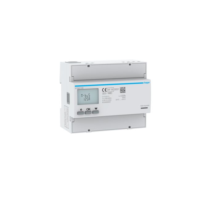 HAGER ECM310D | kWh-meter 125A, 3-fase, MID, geijkt | ECM310D