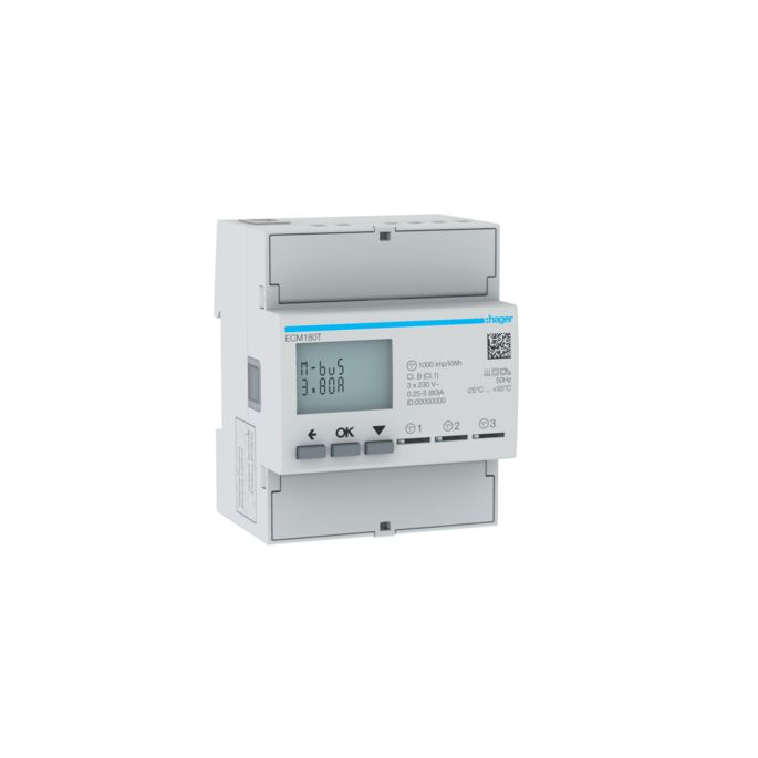 HAGER ECM180T | kWh-meter 80A, 1-fase, MID, geijkt | ECM180T