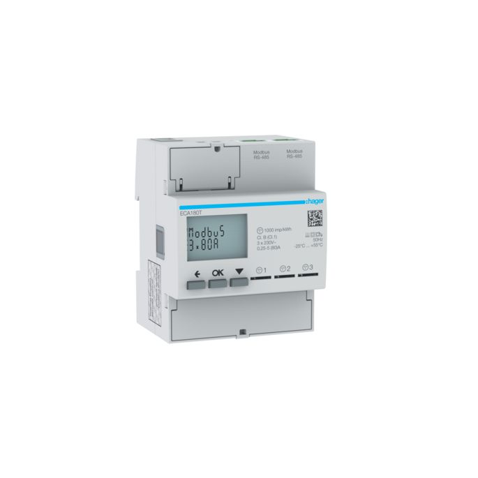 HAGER ECA180T | kWh-meter 80A, 1-fase, MID, geijkt | ECA180T