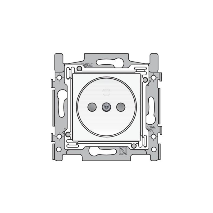 Niko | Wandcontactdoos zonder randaarde met kinderbeveiliging (Steek) | Original White | 101-66515