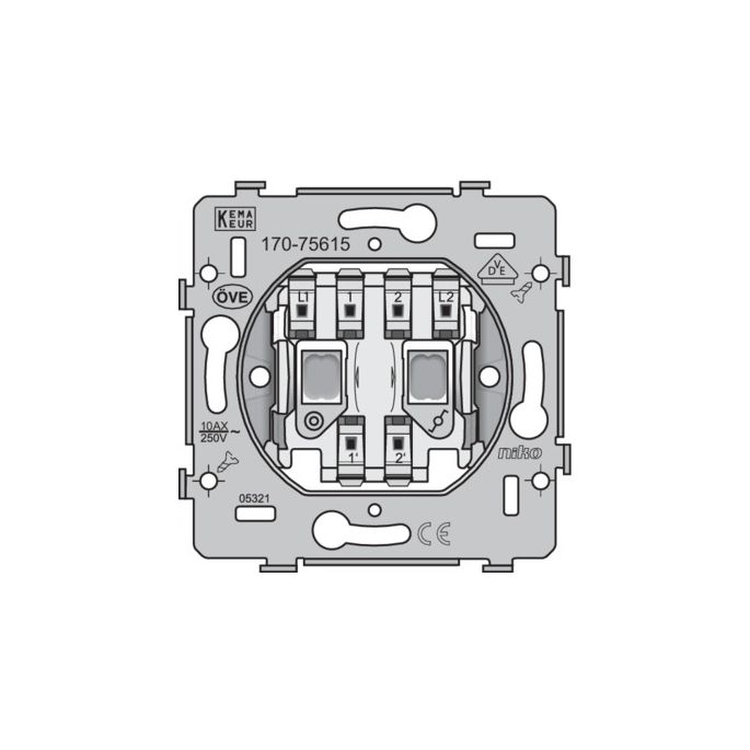 Niko | Combinatie wisselschakelaar-drukcontact met insteekklemmen | 170-75615